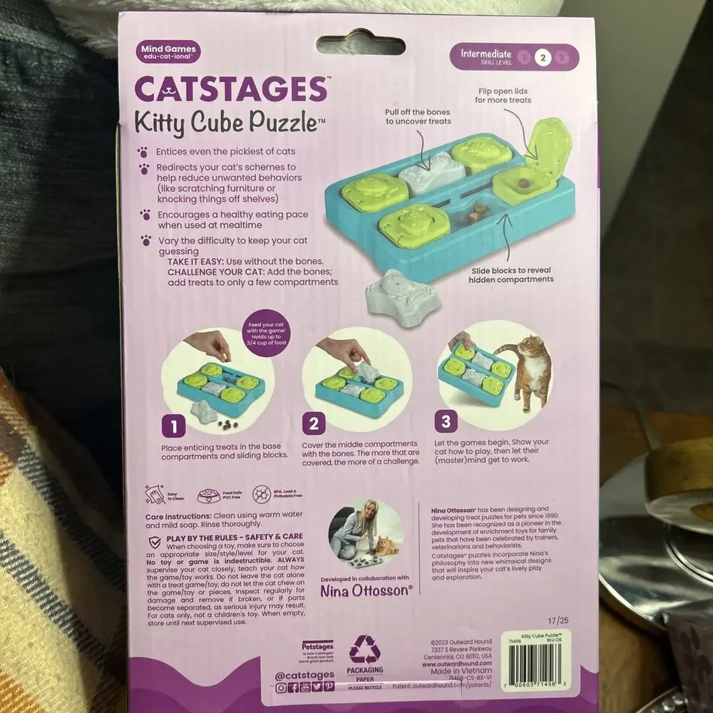 Catstages Kitty Cube Puzzle Interactive Cat Treat Toy Skill Level Intermediate 2